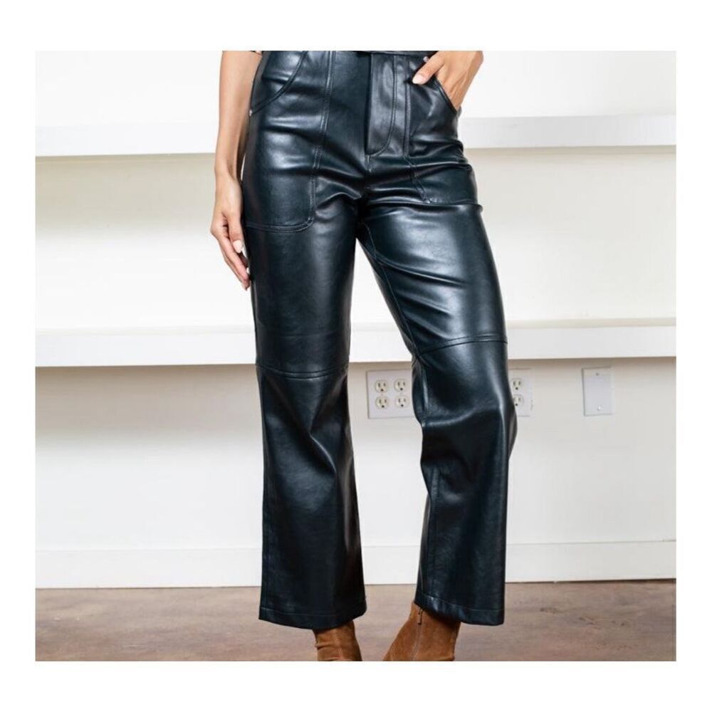 Blank NYC The Baxter Ribcage Straight Leg Faux Leather Pants Size 29